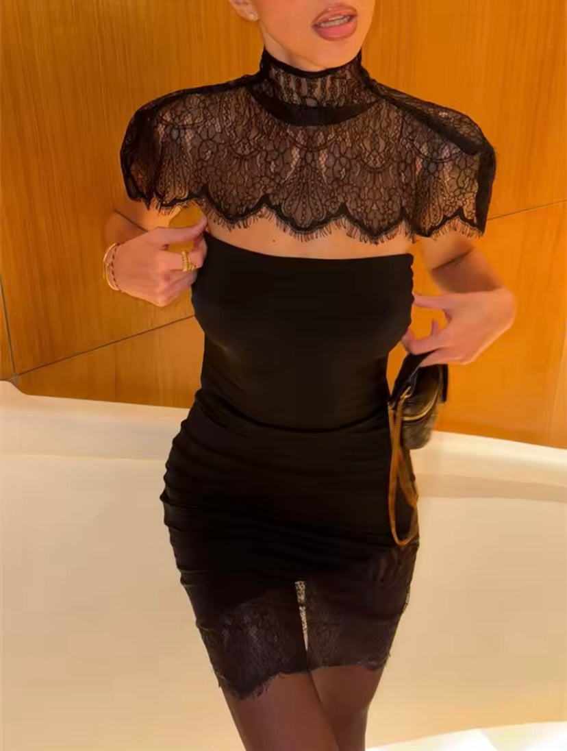 Lana lace shoulder detail mini dress