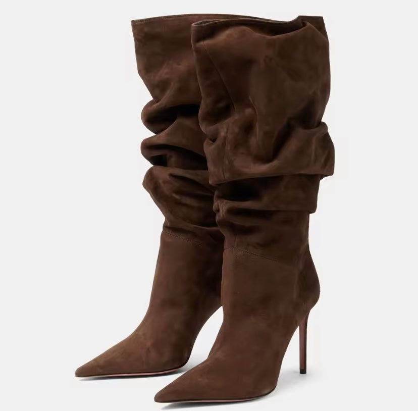 Café Noir Slouch Suede Stiletto Boots