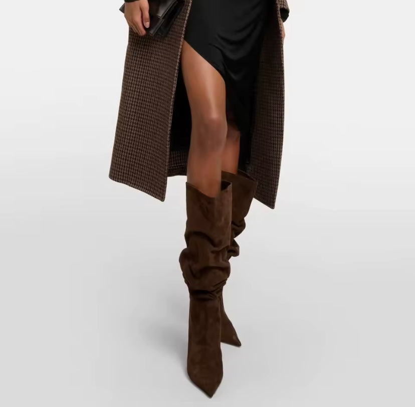 Café Noir Slouch Suede Stiletto Boots